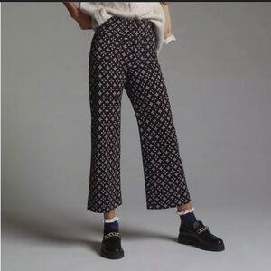 Anthropologie Wide leg The Colette Ponte pants Crop Patch pocket 24p printed